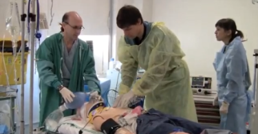 Learner being trained on a simulation mannequin