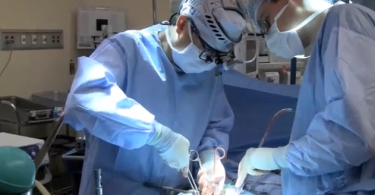 Surgeon performing prostate cancer surgery