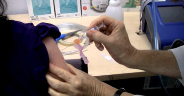 A person getting the flu shot