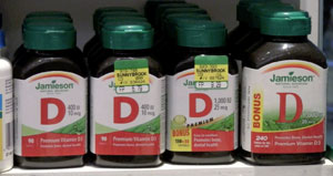 Vitamin D supplement bottles