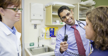 Woman getting assessed by doctor