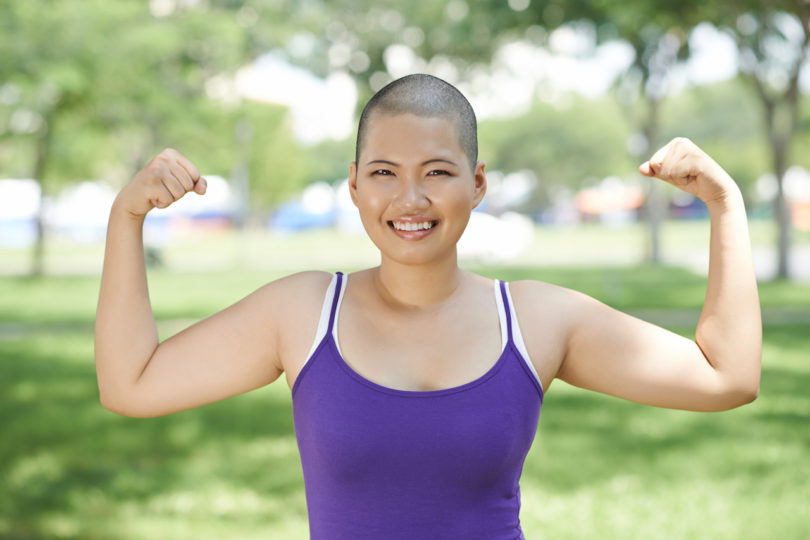 woman showing arm muscles