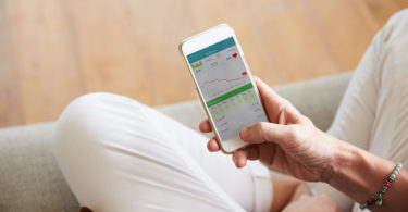 Woman using health app
