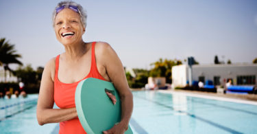 older woman at pool
