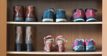 a tidy shoe closet