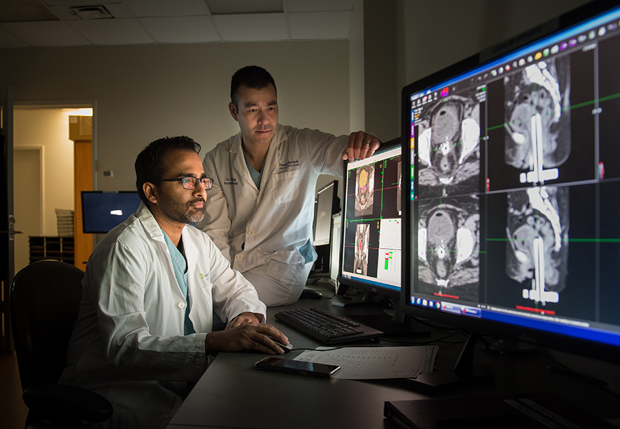 Medical physicist Dr. Ananth Ravi (left) and radiation oncologist Dr. Eric Leung were integral to the development and implementation of the MRI-Brachytherapy Suite.