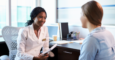 Woman in doctor's office