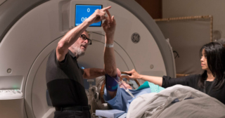 Patient receives focused ultrasound for essential tremor