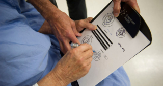 Patient draws spiral after treatment.