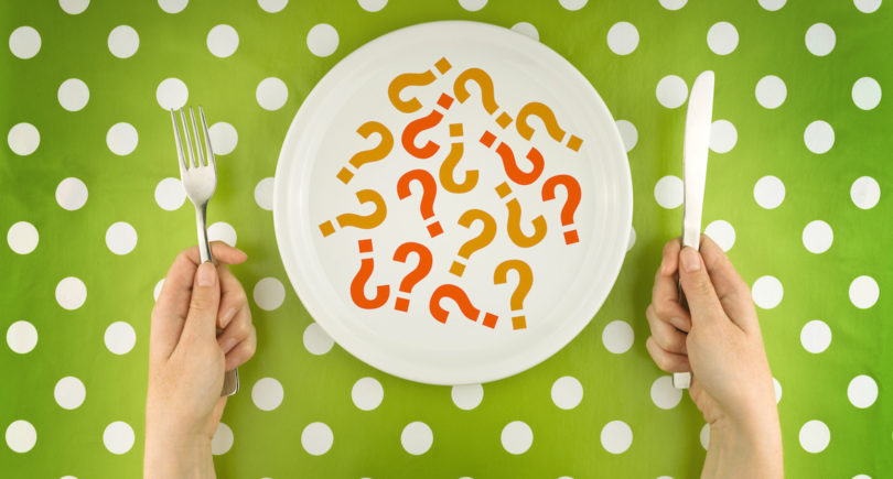 Question marks on a plate