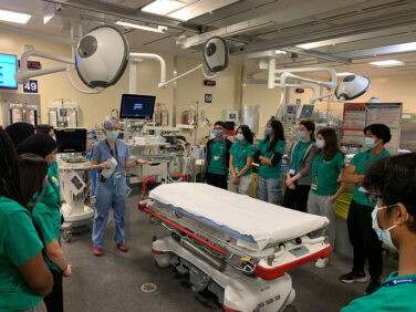 Students and hospital staff inside a emergency room at Sunnybrook hospital